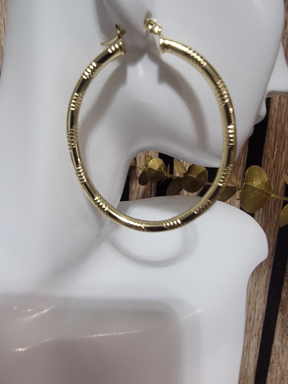 Gold Textured Hoop Earrings - Women Jewelry